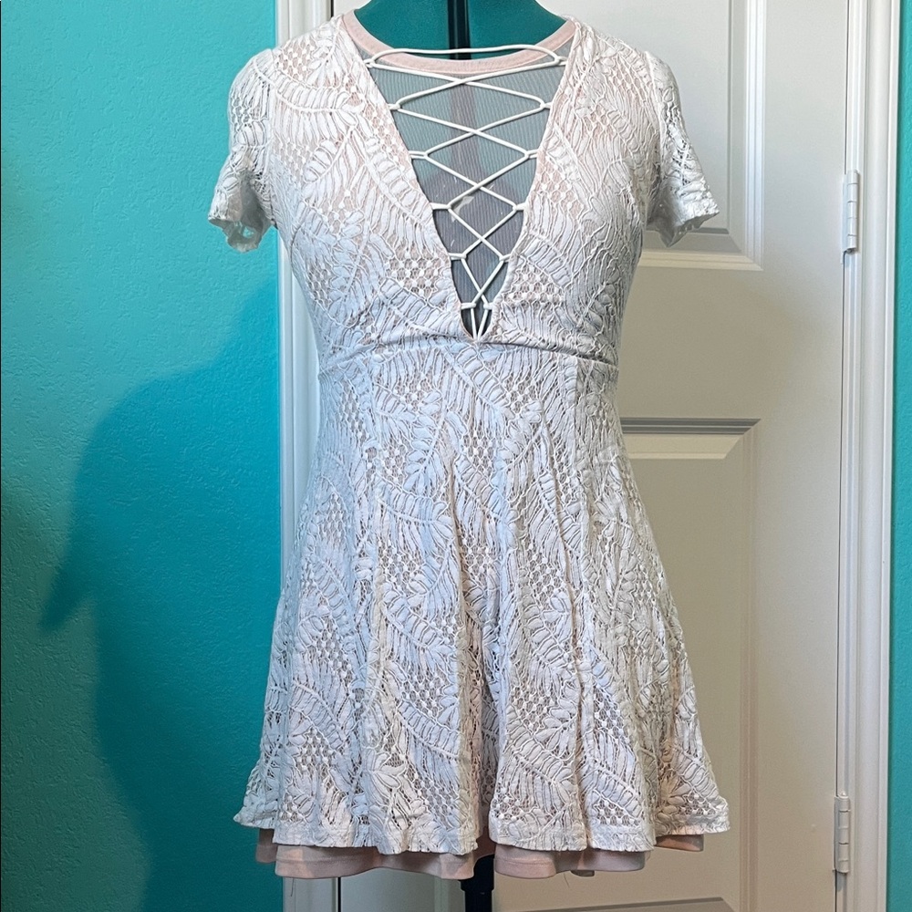 Lace Dress with Crisscross Corset Detail
